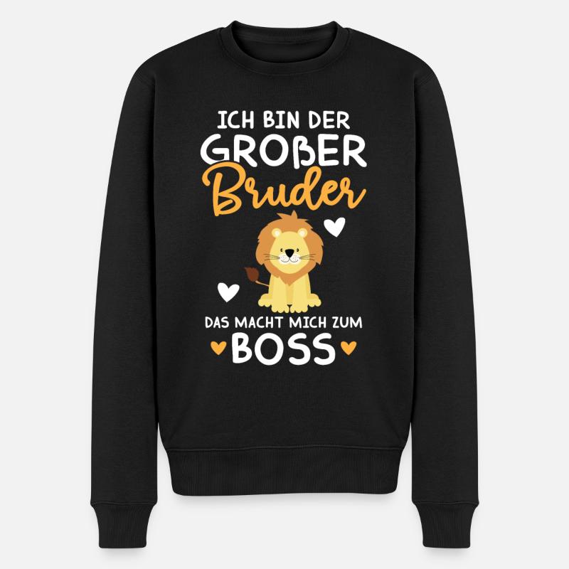 Großer Bruder Ich Bin Der Boss - Löwe - Männer Premium Bio Pullover - Schwarz