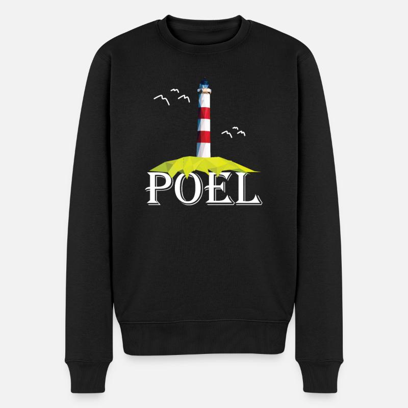 Insel Poel - Leuchtturm Möwe - Souvenir Geschenk - Männer Premium Bio Pullover - Schwarz