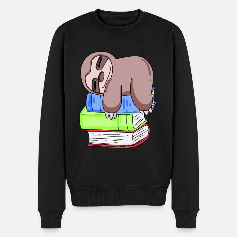 Paresseux livres lire - Pull Premium bio Homme - noir