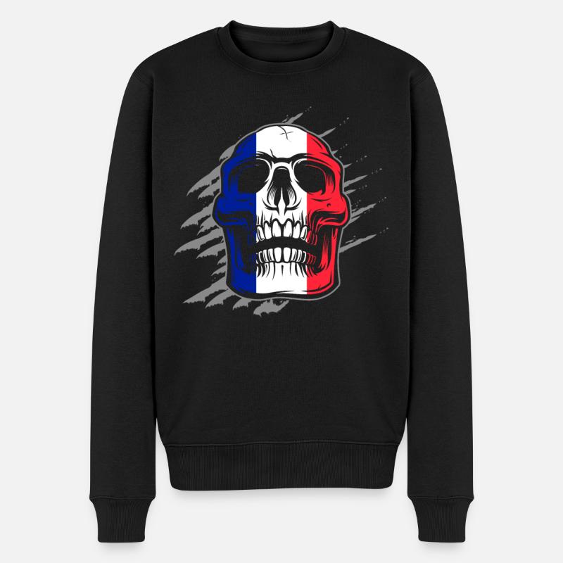 Drapeau de la France Skull - Pull Premium bio Homme - noir