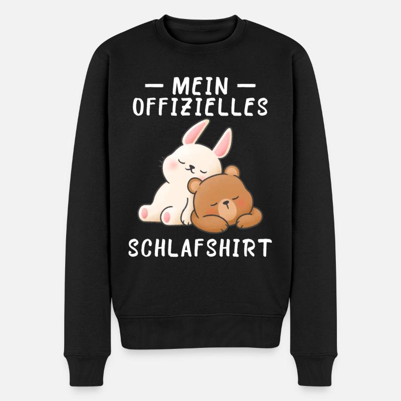 Hase Bär Schlafshirt Geschenk Geburtstag - Männer Premium Bio Pullover - Schwarz