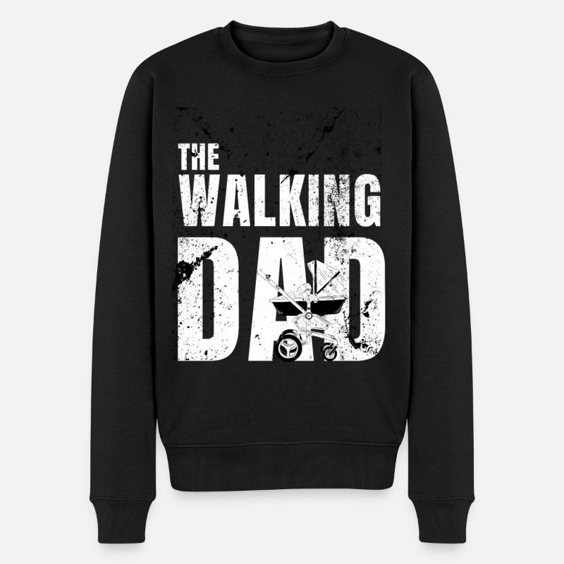 The Walking Dad Humor Geschenk Kinderwagen Papa Dad - Männer Premium Bio Pullover - Schwarz