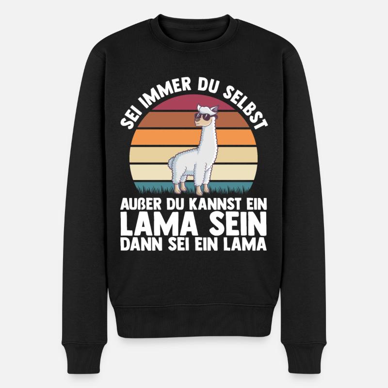 Lama - Männer Premium Bio Pullover - Schwarz