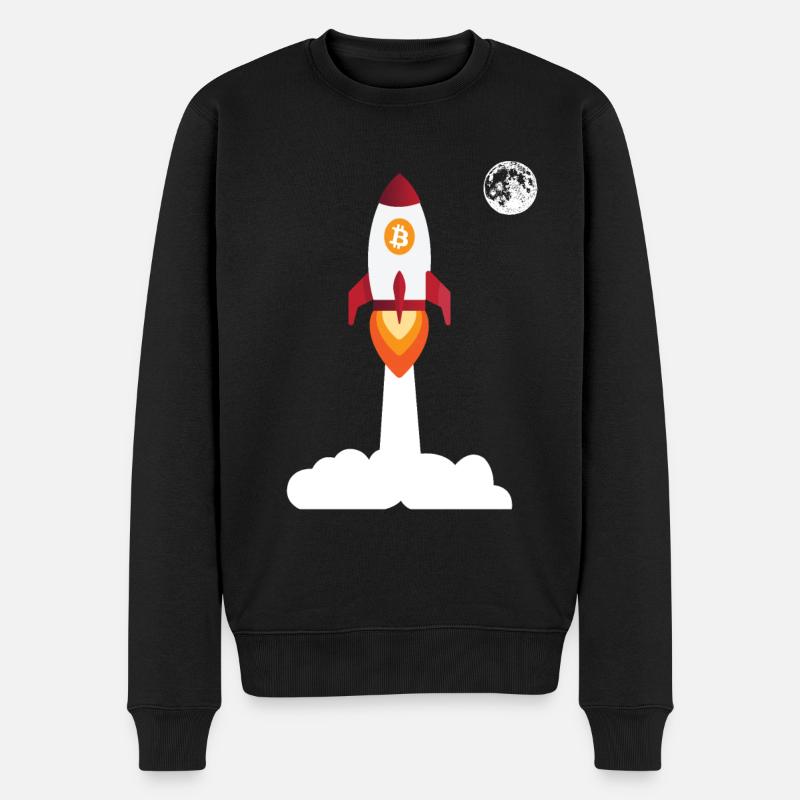 Bitcoin Rocket Moon - Cryptocurrency Bitcoins - Men's Premium Organic Jumper - black