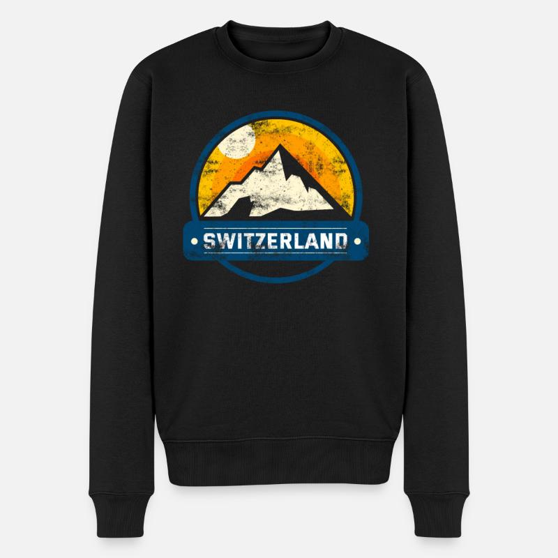 Schweizer Berge Alpen Schweiz - Männer Premium Bio Pullover - Schwarz