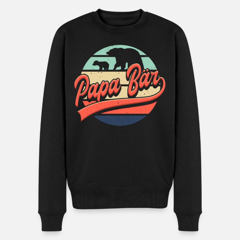 Papa Bär Vatertag Geschenk - Männer Premium Bio Pullover - Schwarz