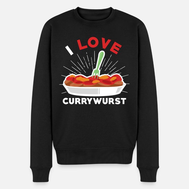 Currywurst Ich liebe Currywurst - Männer Premium Bio Pullover - Schwarz