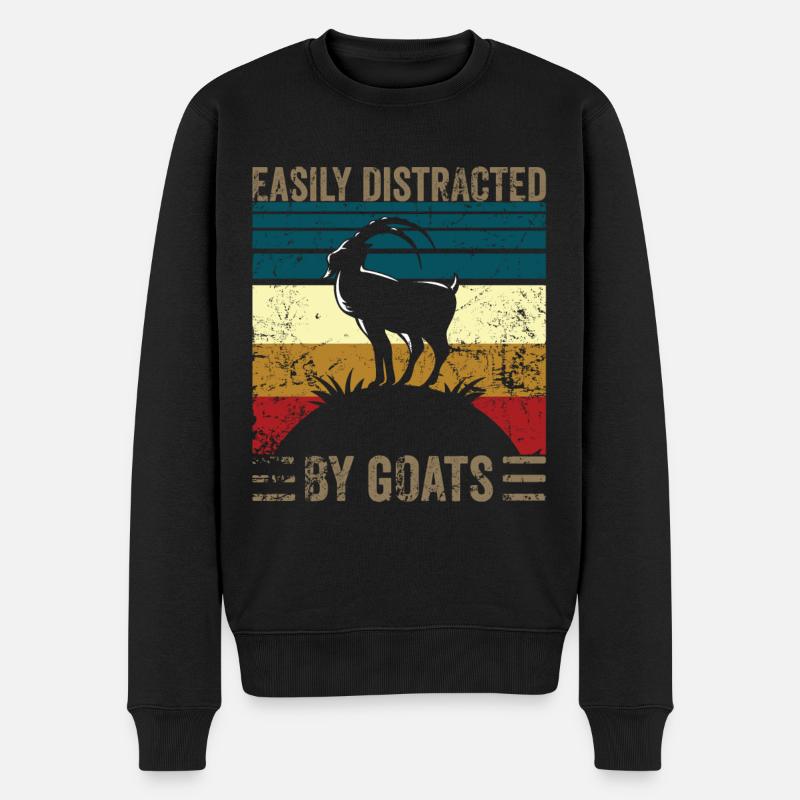 Easily distracted by goats - Männer Premium Bio Pullover - Schwarz