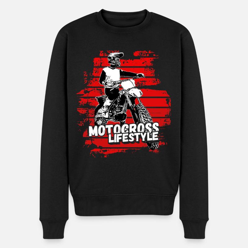 Motocross Design Enduro / Geschenkidee / MX Retro - Männer Premium Bio Pullover - Schwarz