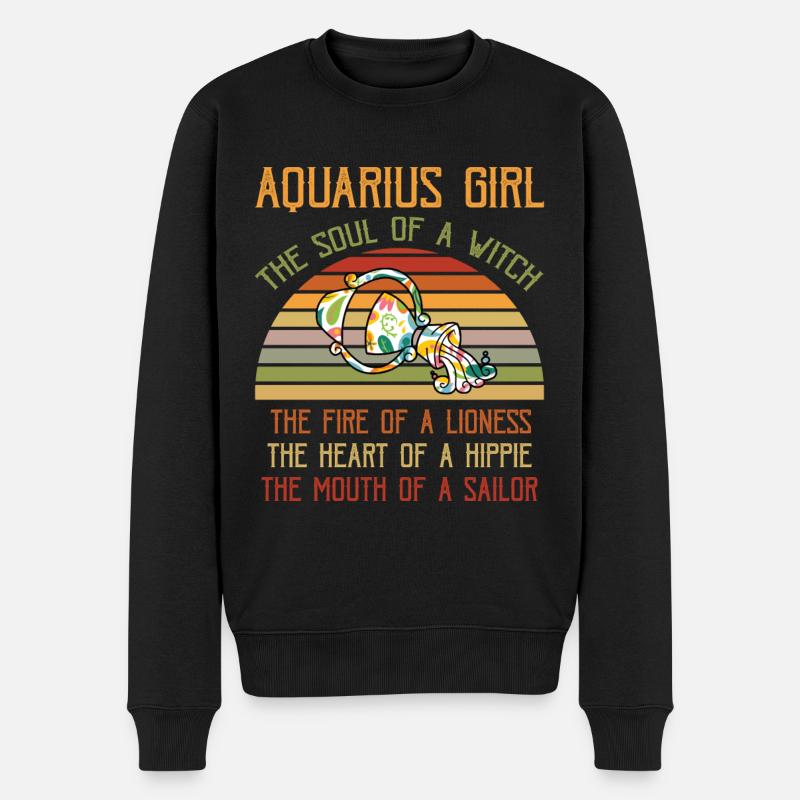 Wassermann Sternzeichen Aquarius girl Horoscope - Männer Premium Bio Pullover - Schwarz