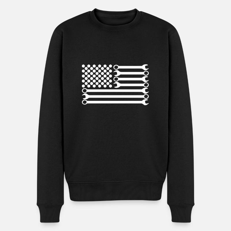 Usa Drapeau - Pull Premium bio Homme - noir