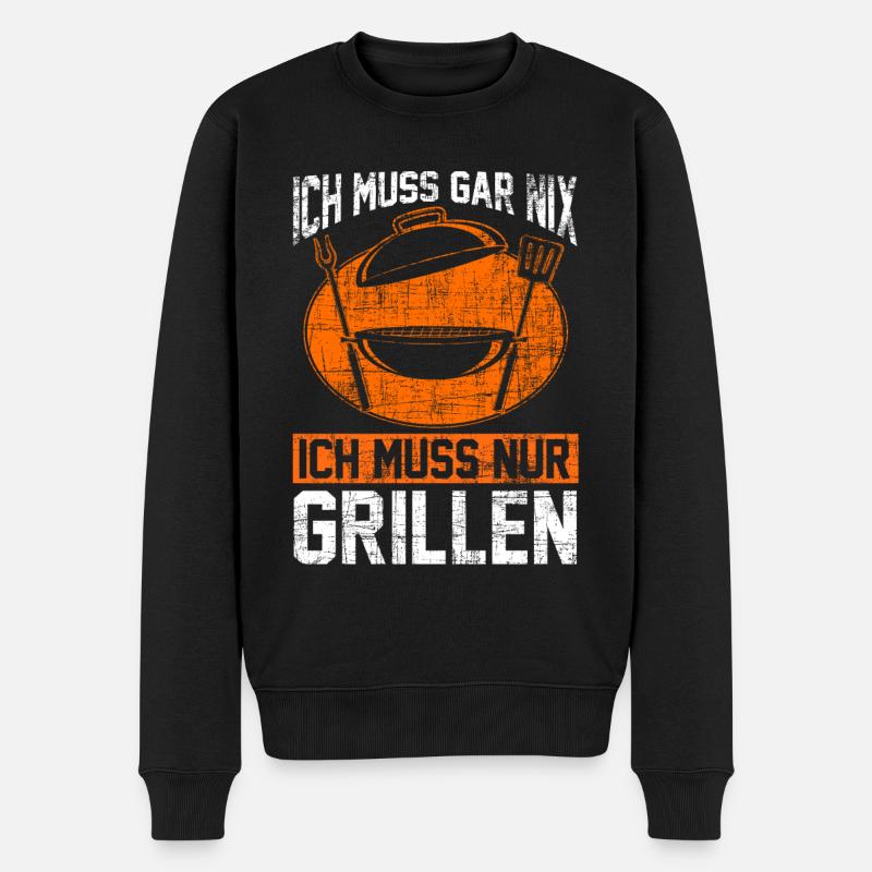 Grillen Griller Grill Geschenk - Männer Premium Bio Pullover - Schwarz