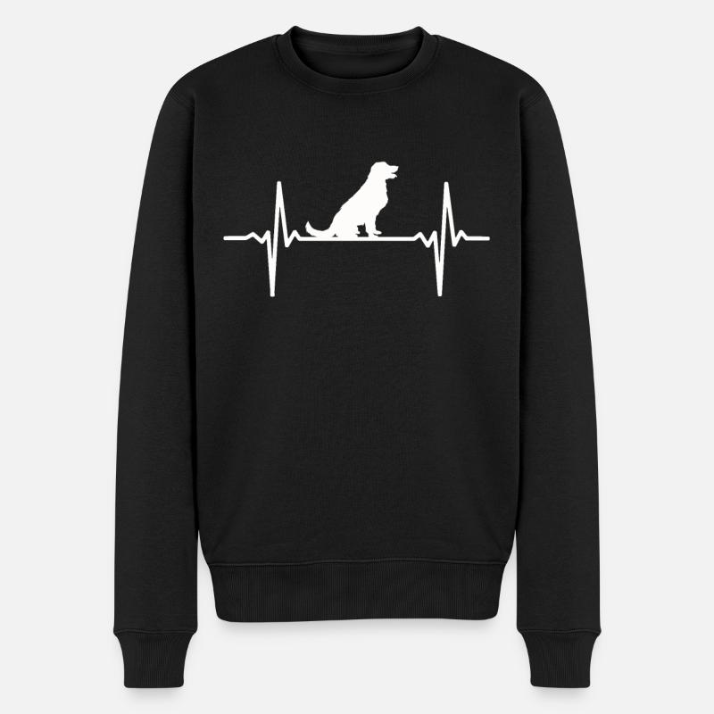 Herzschlag Labrador Retriever Golden Retriever - Männer Premium Bio Pullover - Schwarz