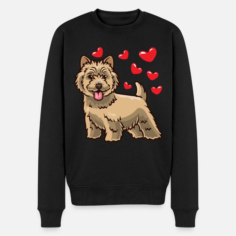 Drôle de chien terrier Cairn avec des cœurs - Pull Premium bio Homme - noir