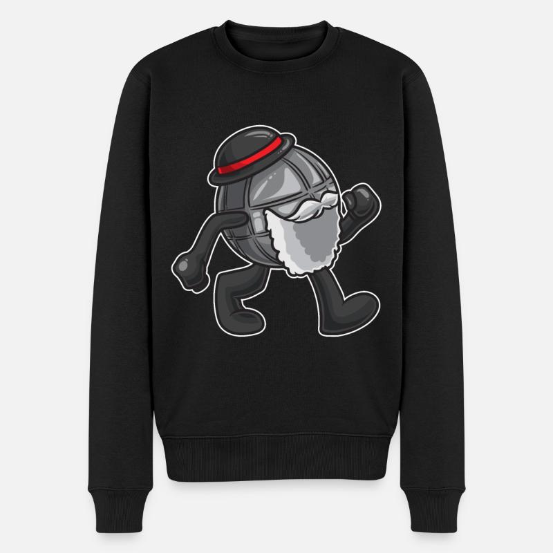 Petanque Opa Bouliste - Männer Premium Bio Pullover - Schwarz