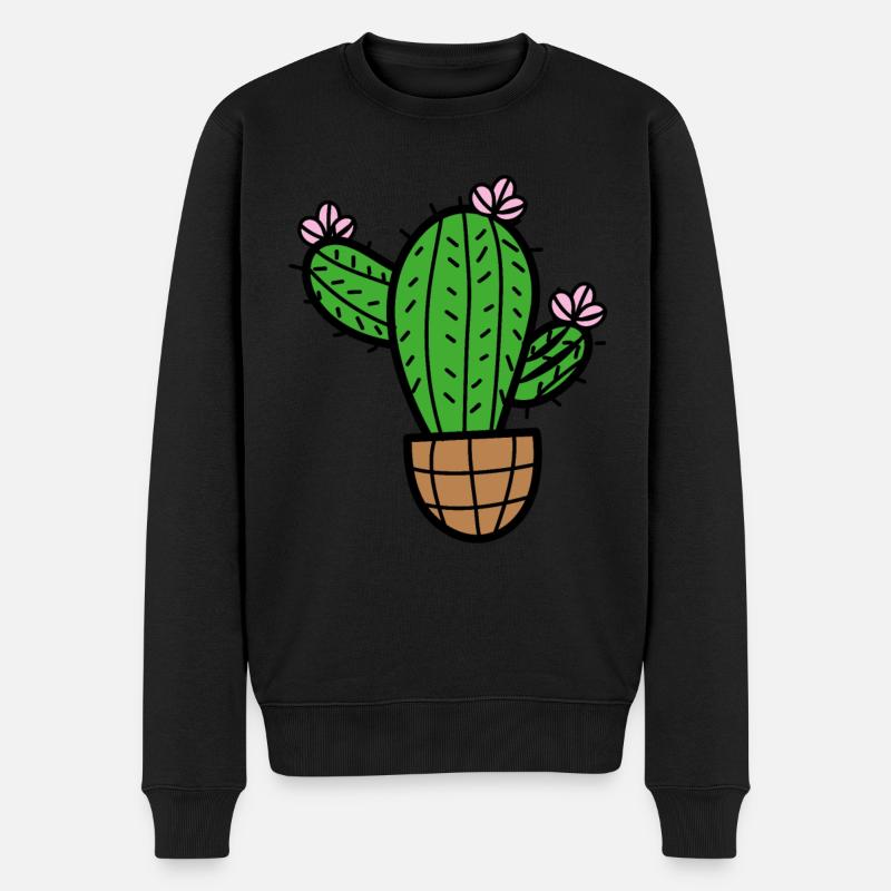 Kaktus - Männer Premium Bio Pullover - Schwarz