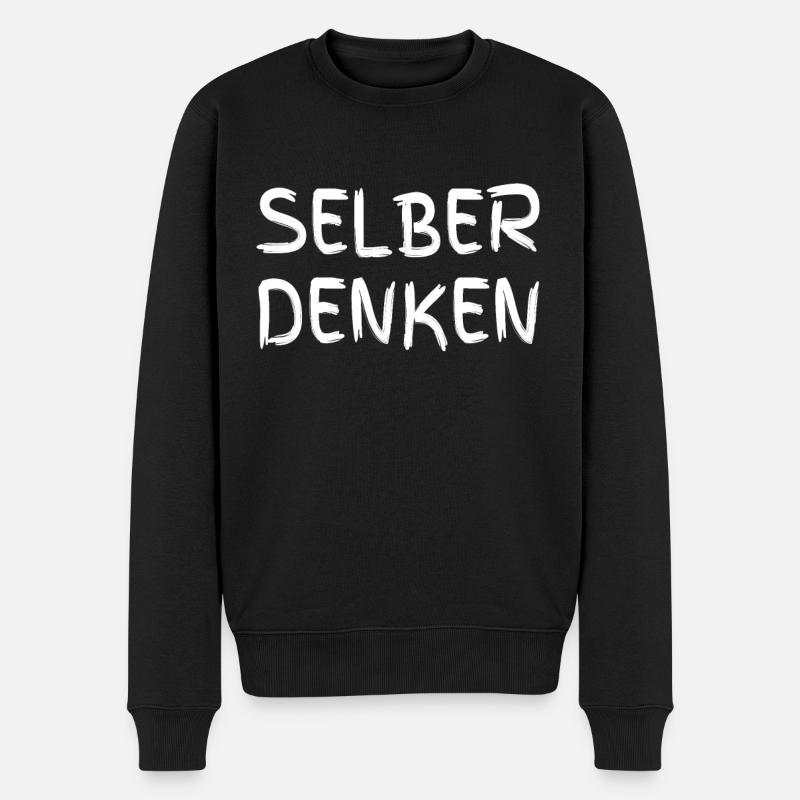 Selbst denken - Männer Premium Bio Pullover - Schwarz