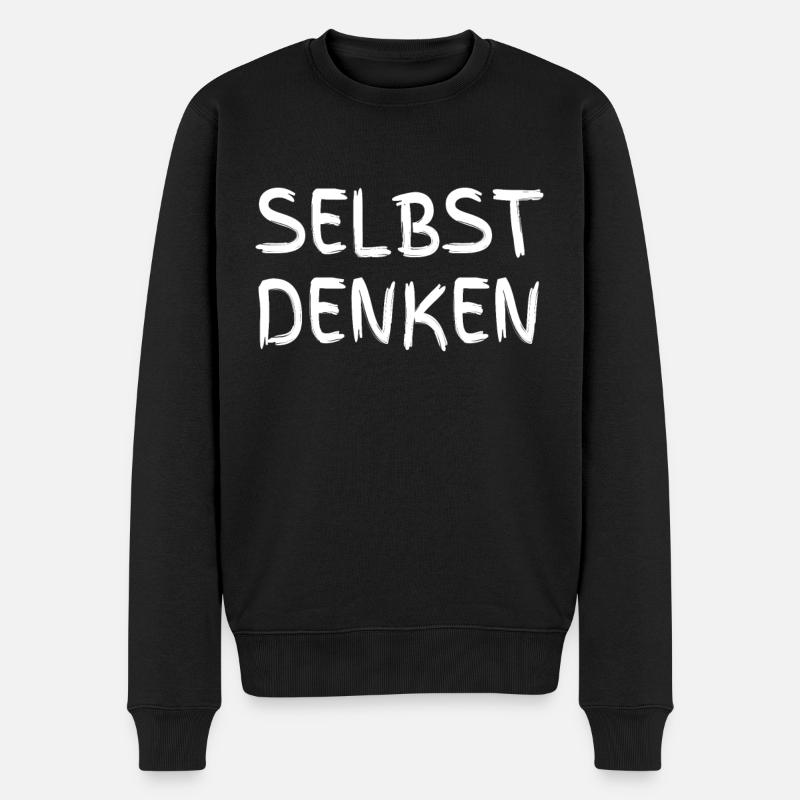 Selbst denken - Männer Premium Bio Pullover - Schwarz