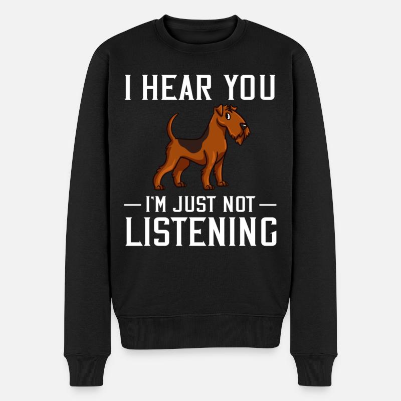 Airedale Terrier chien chiots propriétaire amoureux - Pull Premium bio Homme - noir