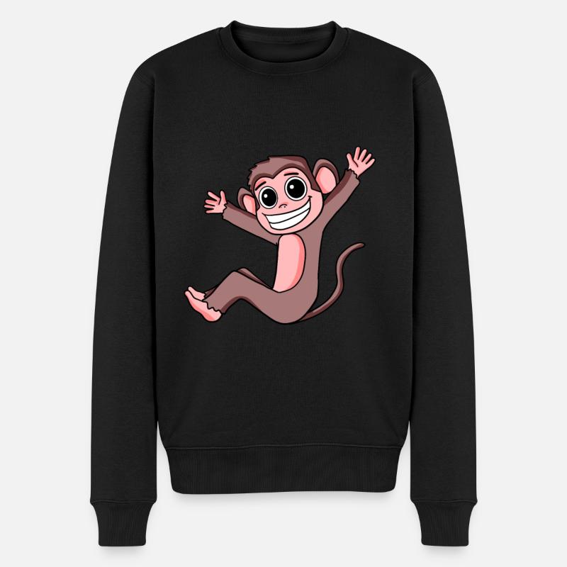 Affe - Männer Premium Bio Pullover - Schwarz