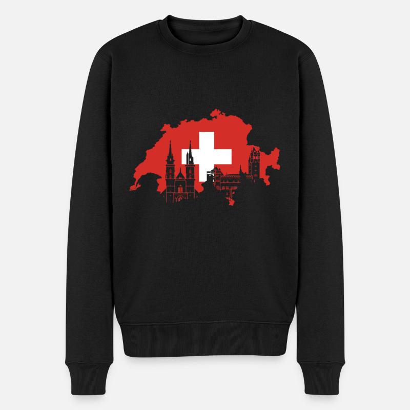 Schweiz Flagge - Männer Premium Bio Pullover - Schwarz