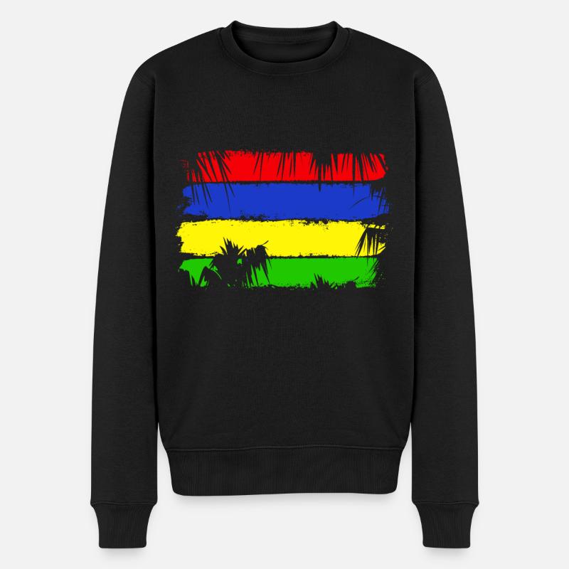 Mauritius Flagge - Männer Premium Bio Pullover - Schwarz