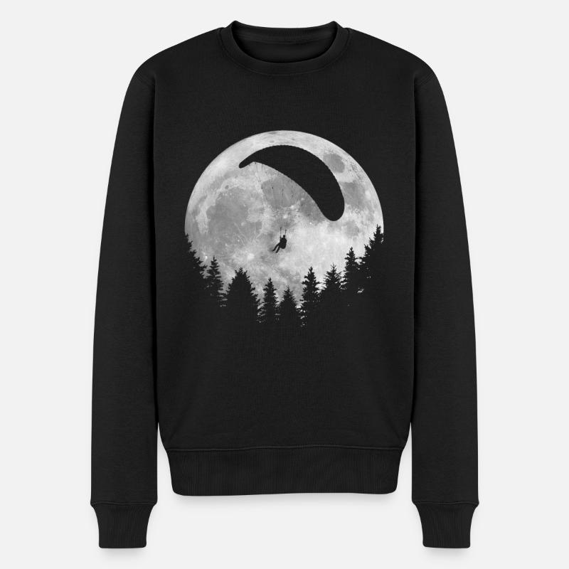 Paragliding Mond - Männer Premium Bio Pullover - Schwarz