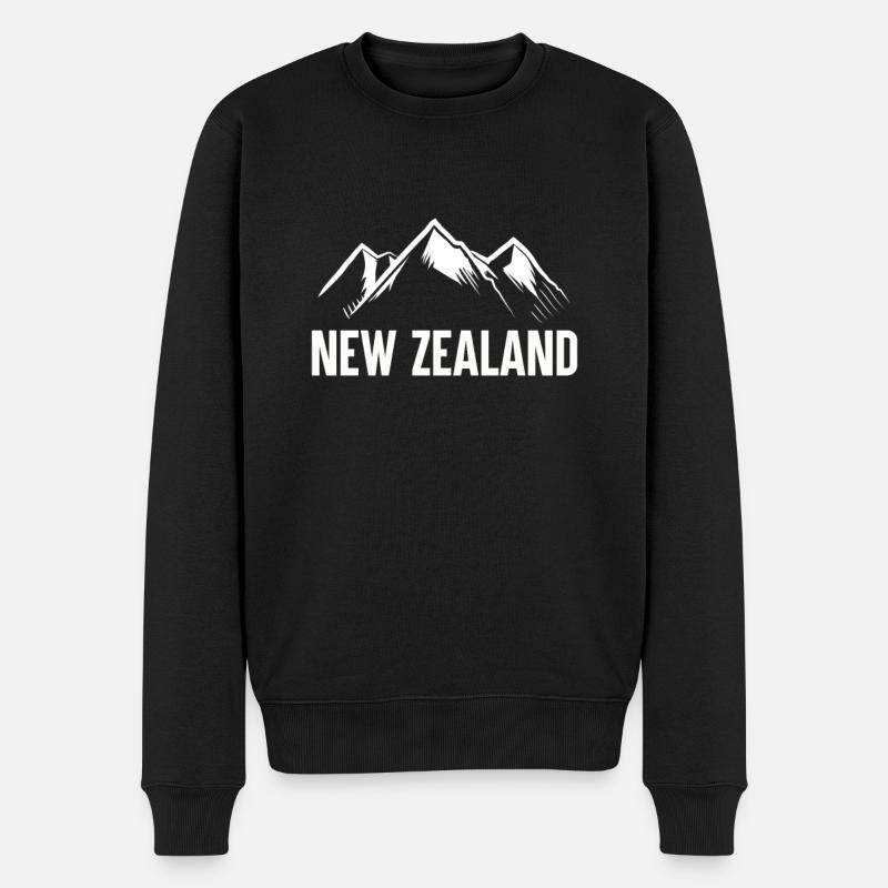 Berge Neuseeland - Männer Premium Bio Pullover - Schwarz