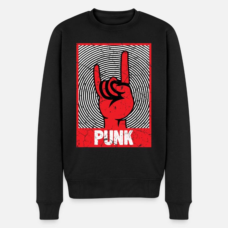 Teufelshorn Punks Punk - Männer Premium Bio Pullover - Schwarz