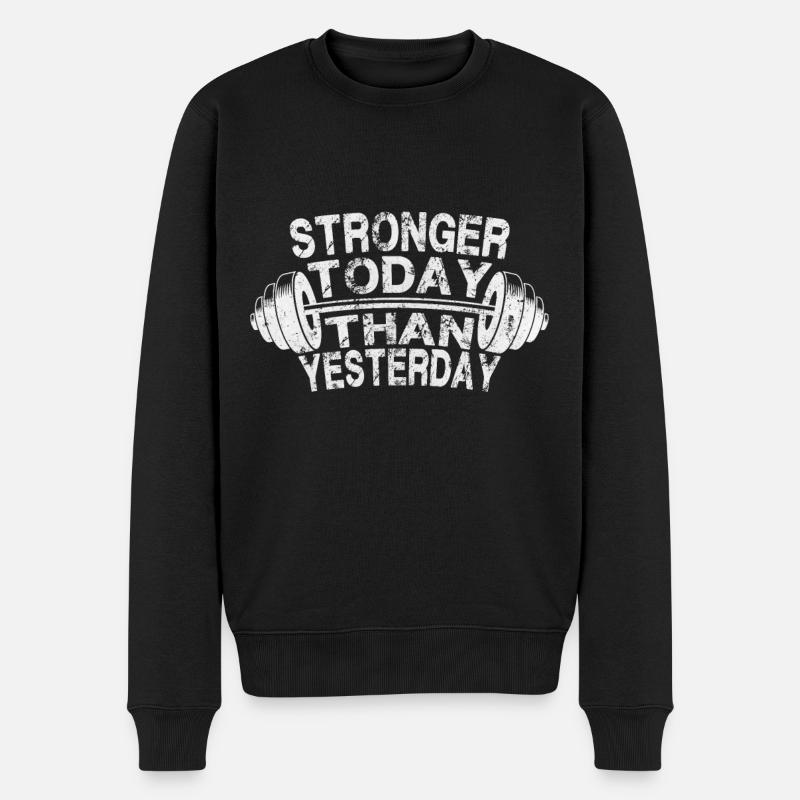 Stronger today - Männer Premium Bio Pullover - Schwarz