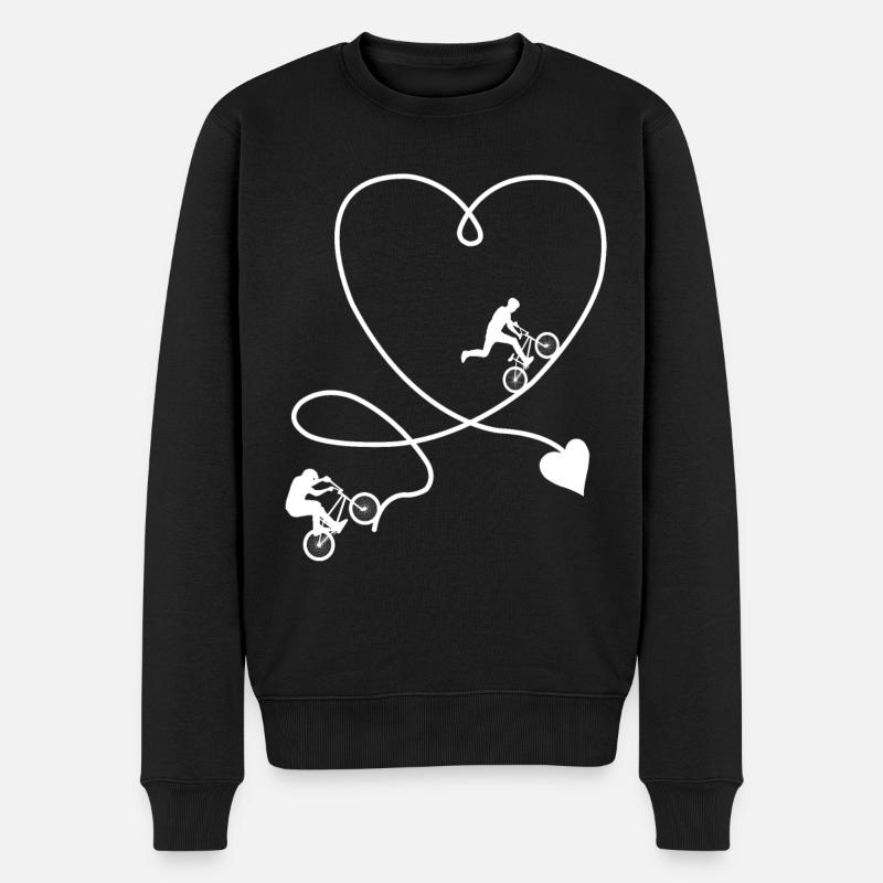 BMX Fahrrad Herz - Männer Premium Bio Pullover - Schwarz