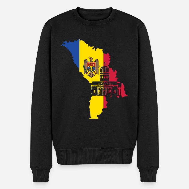 Moldawien Flagge - Männer Premium Bio Pullover - Schwarz