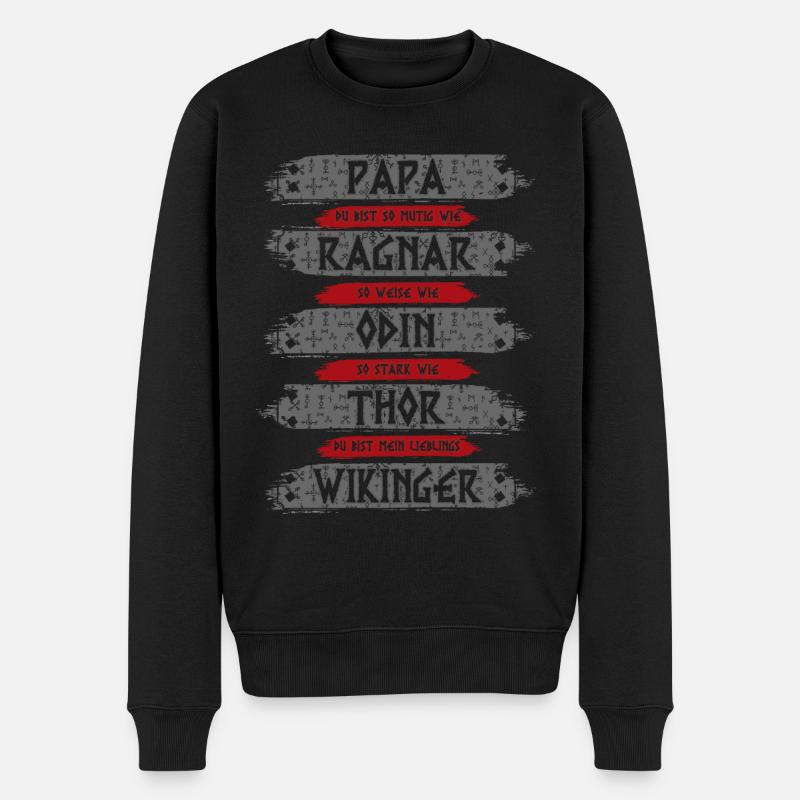 Wikinger Vatertag - Wikinger Papa - Viking - Männer Premium Bio Pullover - Schwarz