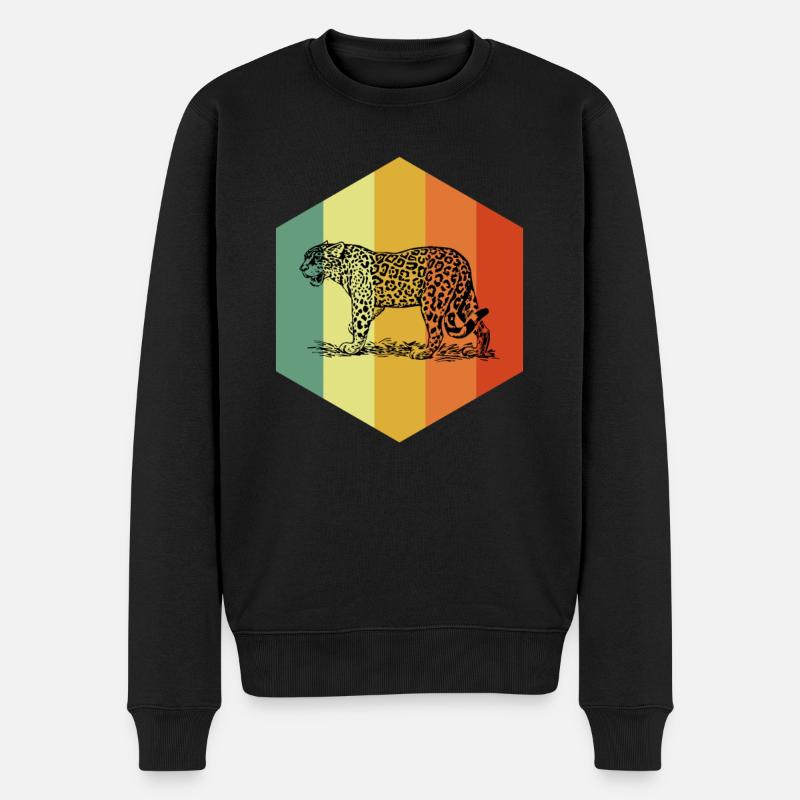 LEOPARD Retro Leopard Tshirt - Men's Premium Organic Jumper - black