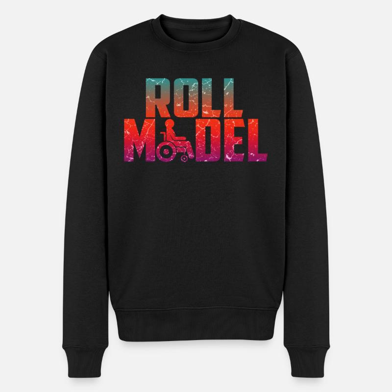 Rollstuhl Humor - Männer Premium Bio Pullover - Schwarz
