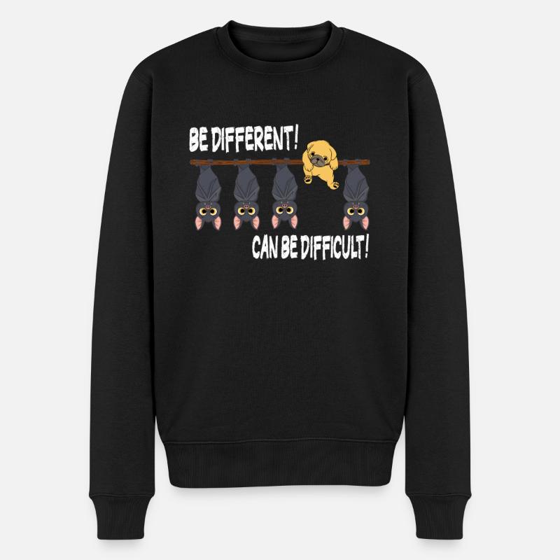 Süßer Hund Fledermäuse Be different Sei anders - Männer Premium Bio Pullover - Schwarz