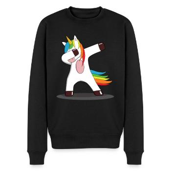 Dabbing Unicorn dabbendes Einhorn Geschenkidee - Männer Premium Bio Pullover - Schwarz - Vorne - Nico (187cm)