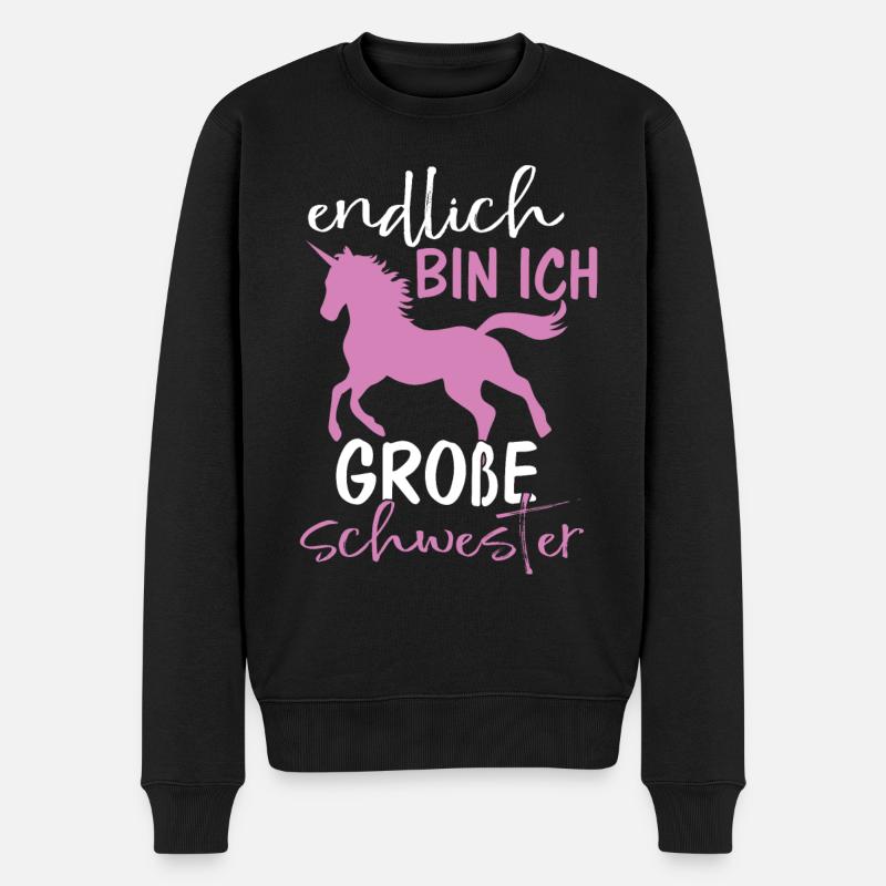 Endlich bin ich große Schwester - Männer Premium Bio Pullover - Schwarz