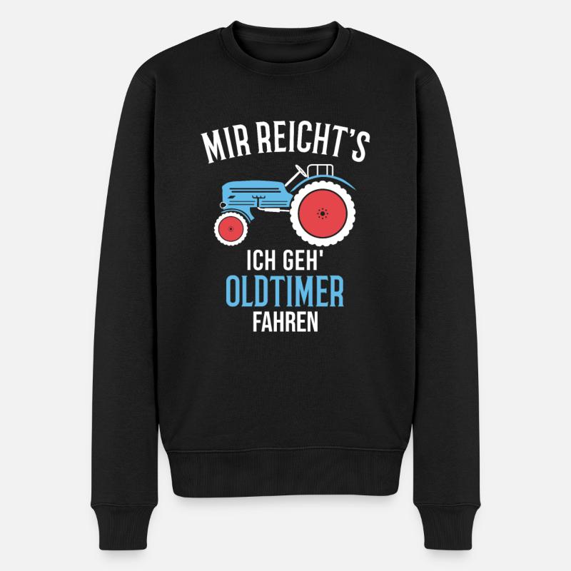 Trecker Oldtimer Landwirt Geschenkidee - Männer Premium Bio Pullover - Schwarz