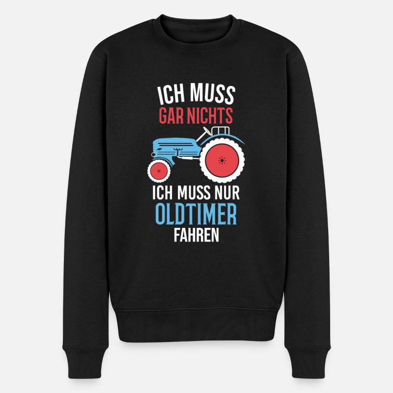 Oldtimer Traktor Landwirt Geschenk - Männer Premium Bio Pullover - Schwarz