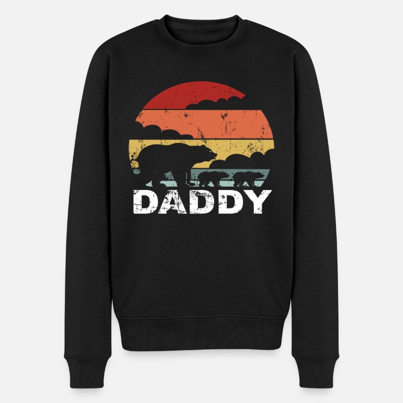 Daddy Bear Kindsvater Zwillinge Vatertag Geschenk - Männer Premium Bio Pullover - Schwarz