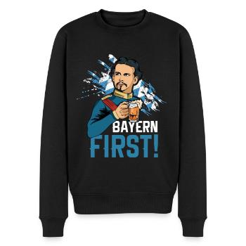 Bayern First - Freistaat Bayern König Ludwig - Männer Premium Bio Pullover - Schwarz - Vorne - Nico (187cm)