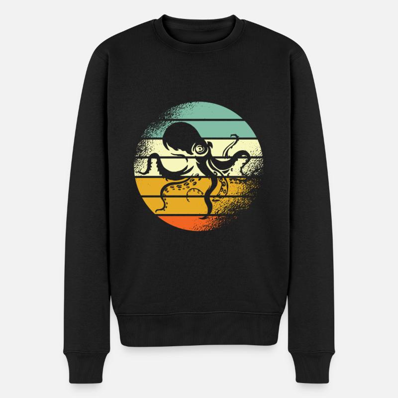 Squid Retro Octopus - Men's Premium Organic Jumper - black