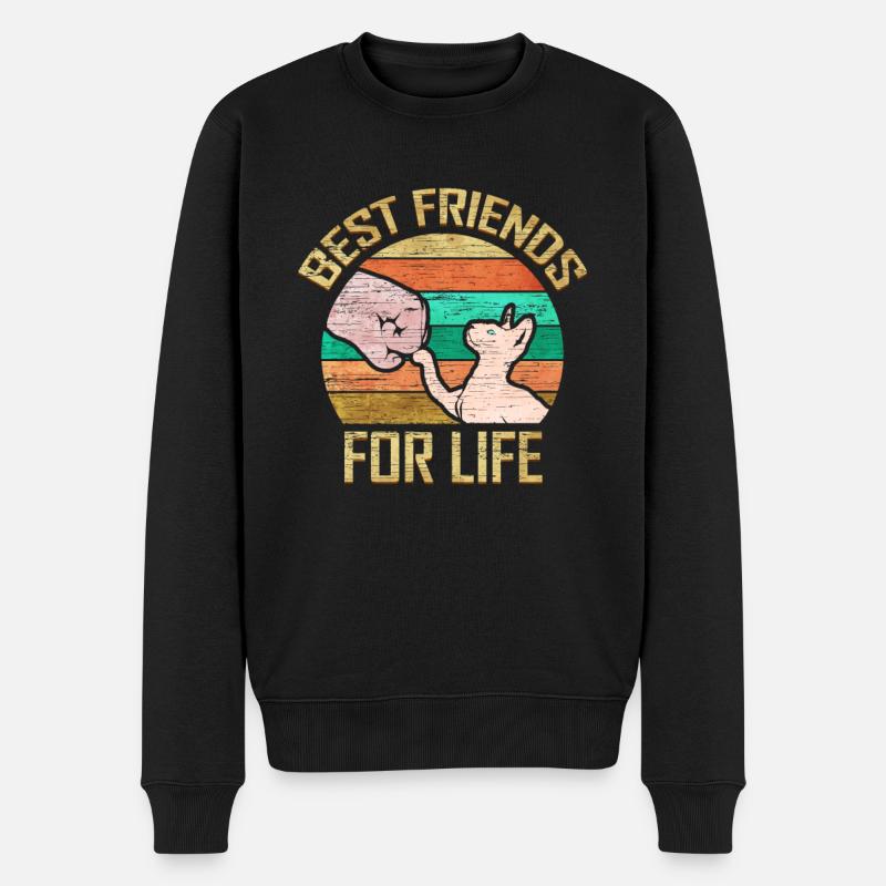 Best Friends for Life Sphinx Katze Retro Haustier - Männer Premium Bio Pullover - Schwarz