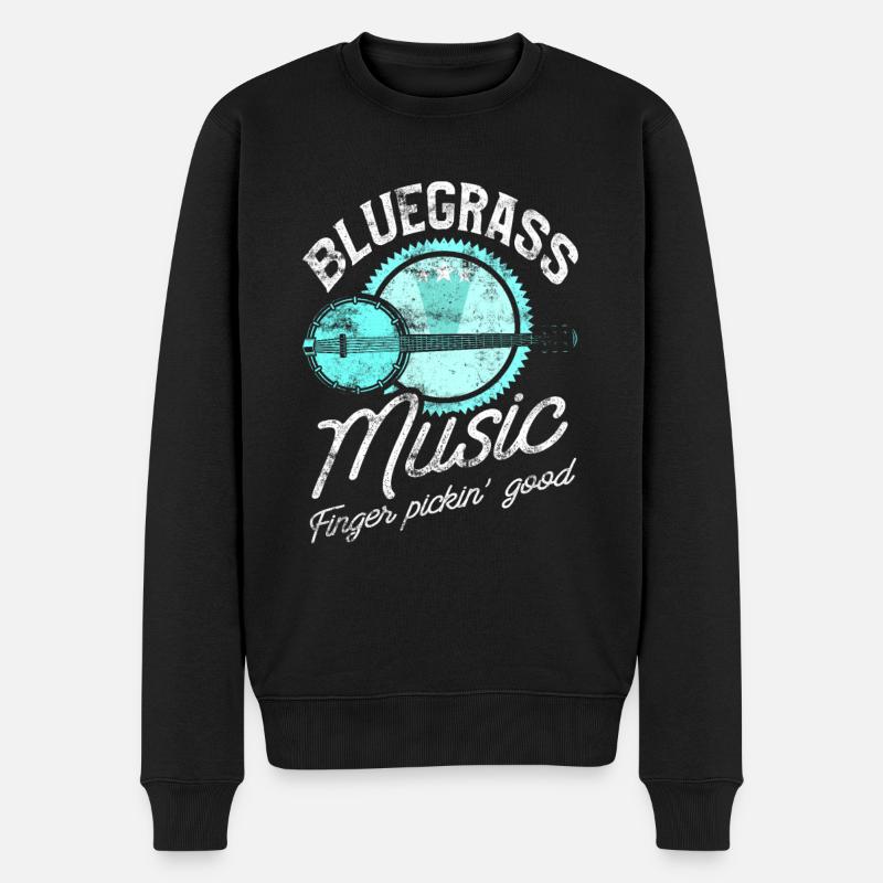 Bluegrass Banjo Gitarrist - Männer Premium Bio Pullover - Schwarz
