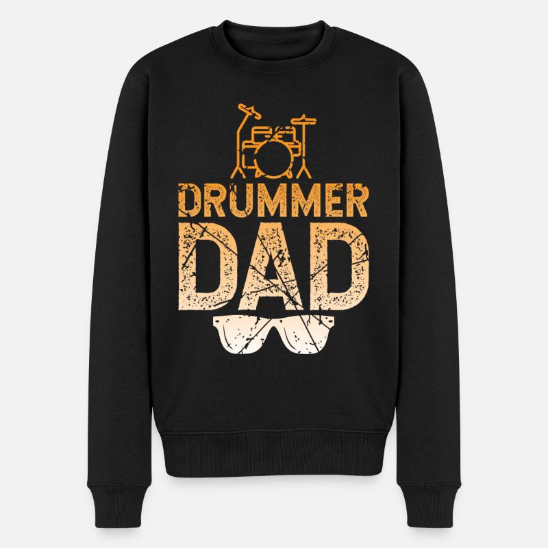 Drummer Papa Schlagzeuger - Männer Premium Bio Pullover - Schwarz