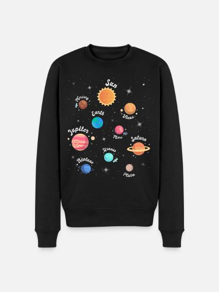Enfants Système solaire Planètes spatiales - Pull Premium bio Homme - noir