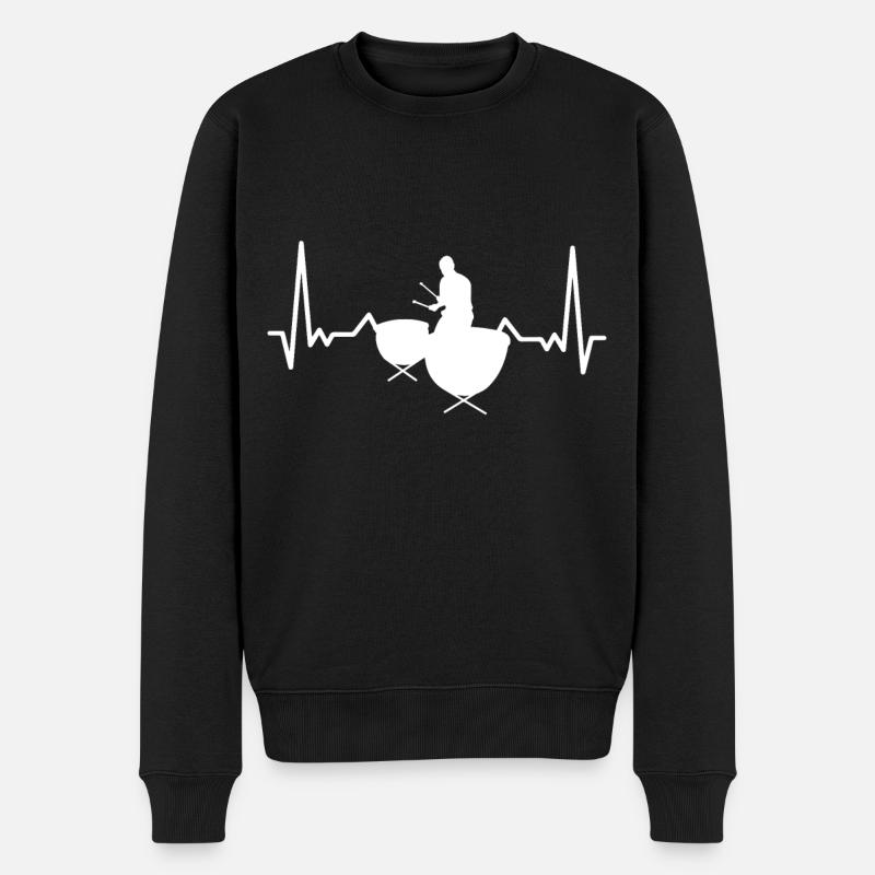Pauke Herzschlag des Musiker Instrumente - Männer Premium Bio Pullover - Schwarz