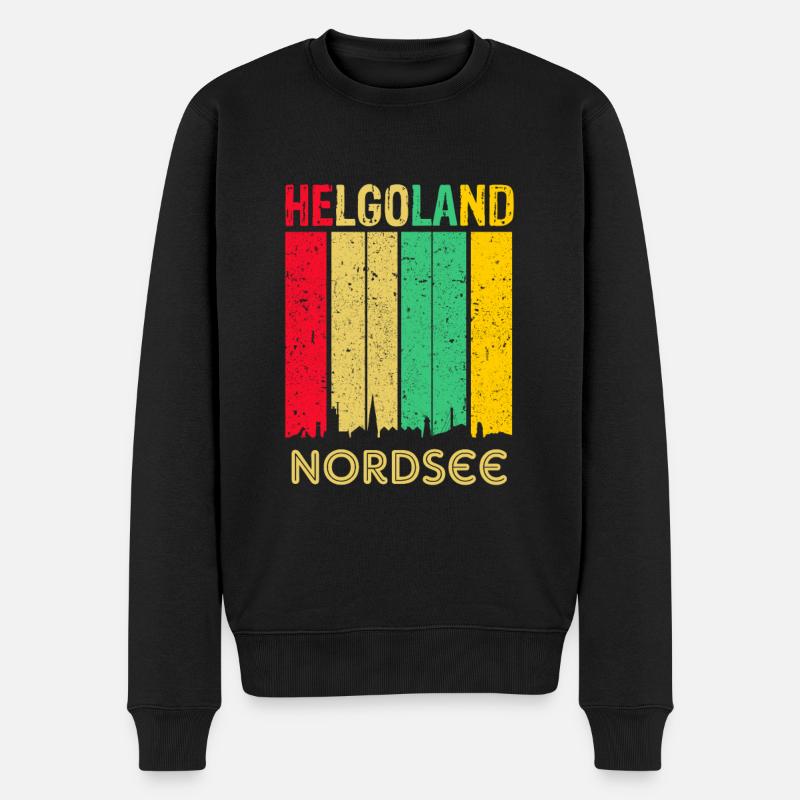 Helgoland Retro Nordsee Skyline Insel Junge - Männer Premium Bio Pullover - Schwarz