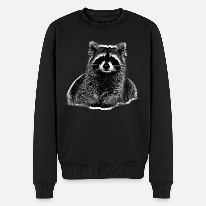 Waschbär - Männer Premium Bio Pullover - Schwarz